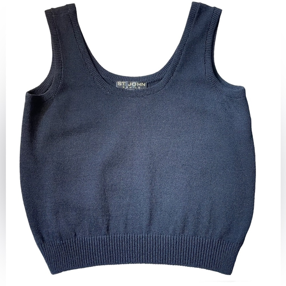 ST. John Basic black Santana Knit Crop Tank Top